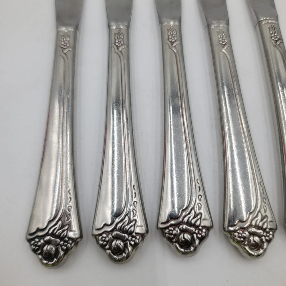 Fantasy Rose Stainless Steel Dinner Knives Floral Pattern Set of 10‎ Pieces